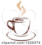 Poster, Art Print Of Tan And Brown Steamy Coffee Cup 7