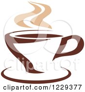 Poster, Art Print Of Tan And Brown Steamy Coffee Cup 4