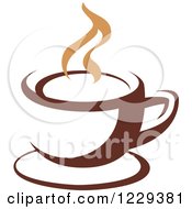 Poster, Art Print Of Tan And Brown Steamy Coffee Cup 3