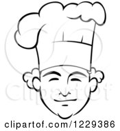 Clipart Of A Happy Black And White Male Chef Wearing A Toque Hat 11 Royalty Free Vector Illustration