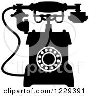 Poster, Art Print Of Retro Black And White Desk Telephone 6