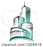 Clipart Of Turquoise Skyscrapers Royalty Free Vector Illustration