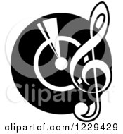 Poster, Art Print Of Black And White Vinyl Record With A Music Note