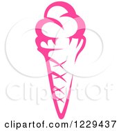 Clipart Of A Pink Waffle Ice Cream Cone Royalty Free Vector Illustration