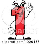 Clipart Of A Red Number One Holding Up A Finger Royalty Free Vector Illustration