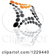 Clipart Of An Abstract Orange And Black Logo And Reflection Royalty Free Vector Illustration