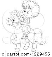 Poster, Art Print Of Black And White Boy Riding A Pony