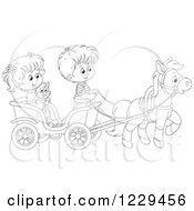 Poster, Art Print Of Black And White Children And A Cat Riding In A Horse Cart