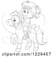 Poster, Art Print Of Black And White Girl Riding A Pony