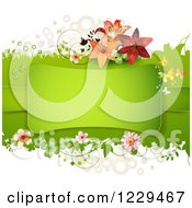 Poster, Art Print Of Frame Over Green With Flowers Shamrocks And Lilies