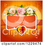 Poster, Art Print Of Valentines Day Text With Roses Butterflies And Hearts Over Red