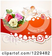 Poster, Art Print Of Valentines Day Text With Cupid Hearts And Roses