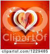 Poster, Art Print Of Valentines Day Text Under A Heart With Butterflies On Red