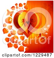 Poster, Art Print Of Butterfly Heart With Hearts Over Half White Half Orange