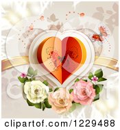 Poster, Art Print Of Butterfly Heart With Roses And Branches