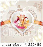 Poster, Art Print Of Floral Lily Heart With Ribbons Over Branches