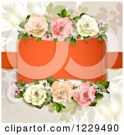 Clipart Of A Frame With Roses And Hearts Over Branches Royalty Free Vector Illustration