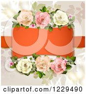 Poster, Art Print Of Frame With Roses And Hearts Over Branches