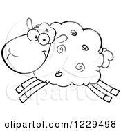 Clipart Of A Black And White Sheep Leaping Royalty Free Vector Illustration