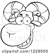 Clipart Of A Happy Black And White White Ram Sheep Face Smiling Royalty Free Vector Illustration
