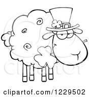 Poster, Art Print Of Black And White St Patricks Day Sheep With A Top Hat And Shamrock