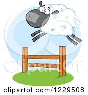 Happy Black Sheep Leaping Over A Fence