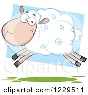 Clipart Of A White Sheep Jumping Royalty Free Vector Illustration by Hit Toon