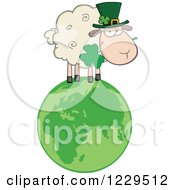 Poster, Art Print Of St Patricks Day Sheep With A Top Hat And Shamrock On A Globe