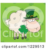 Poster, Art Print Of St Patricks Day Sheep With A Top Hat And Shamrock Over Clovers