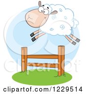 Poster, Art Print Of White Sheep Jumping Over A Fence