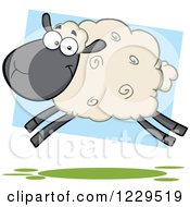 Clipart Of A Tan And Black Sheep Jumping Royalty Free Vector Illustration by Hit Toon