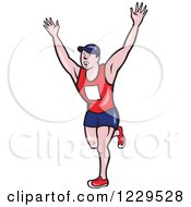 Clipart Of A Cheering Runner Holding His Arms Up Royalty Free Vector Illustration