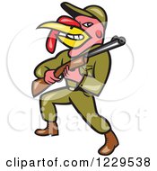 Poster, Art Print Of Military Turkey Bird Hunter With A Rifle