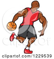 Poster, Art Print Of Black Male Basketball Player Dribbling