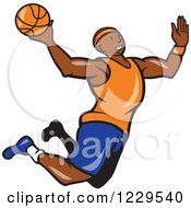 Poster, Art Print Of Black Male Basketball Player Jumping For A Slam Dunk