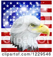 Poster, Art Print Of Bald Eagle Head Over An American Flag And Burst