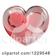 Poster, Art Print Of Silhouetted Profiled Couple In A Reflective Red Heart