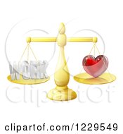Clipart Of A Golden Scale Balancing Work And Love Royalty Free Vector Illustration
