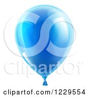 Clipart Of A 3d Reflective Blue Party Balloon Royalty Free Vector Illustration