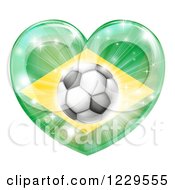 Reflective Brazil Flag Heart And Soccer Ball