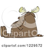 Stubborn Moose Sitting With Folded Arms