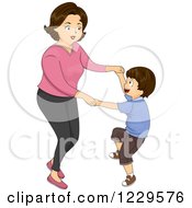Clipart Of A Mother And Son Dancing Royalty Free Vector Illustration