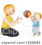 Poster, Art Print Of Mother And Son Playing Catch With A Ball