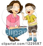 Poster, Art Print Of Boy Painting His Mothers Face