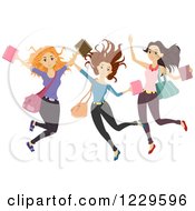 Poster, Art Print Of Group Of Teenage Girls Jumping
