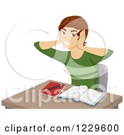 Poster, Art Print Of Frustrated Boy Covering His Ears And Trying To Study