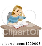 Poster, Art Print Of Teenage Girl Doing Homework At A Desk