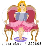 Poster, Art Print Of Teeage Girl Reading A Book And Soaking Her Feet