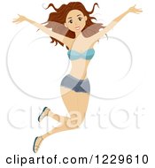 Poster, Art Print Of Teenage Girl Jumping In Daisy Dukes And A Bikini Top