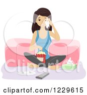 Clipart Of A Teen Girl Crying While Watching A Drama Movie Royalty Free Vector Illustration